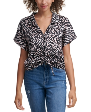image of Calvin Klein Jeans Tie-Front Dolman Sleeve Top