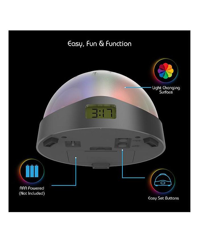 Tzumi Aura LED Projection Clock Compact Alarm Clock with Vibrant LCD Time and Moon & Stars
