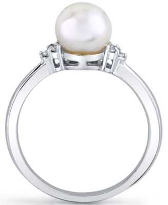 Cultured Freshwater Pearl (7mm) & Diamond (1/20 ct. t.w.) Ring in 14k White Gold