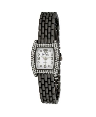 Bob Mackie Women's Black Alloy Bracelet Panther Link Square Stone Bezel ...