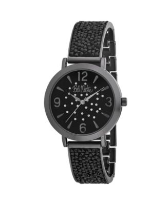 Bob Mackie Women's Black Alloy Bracelet Glitz Watch, 36mm - Macy's