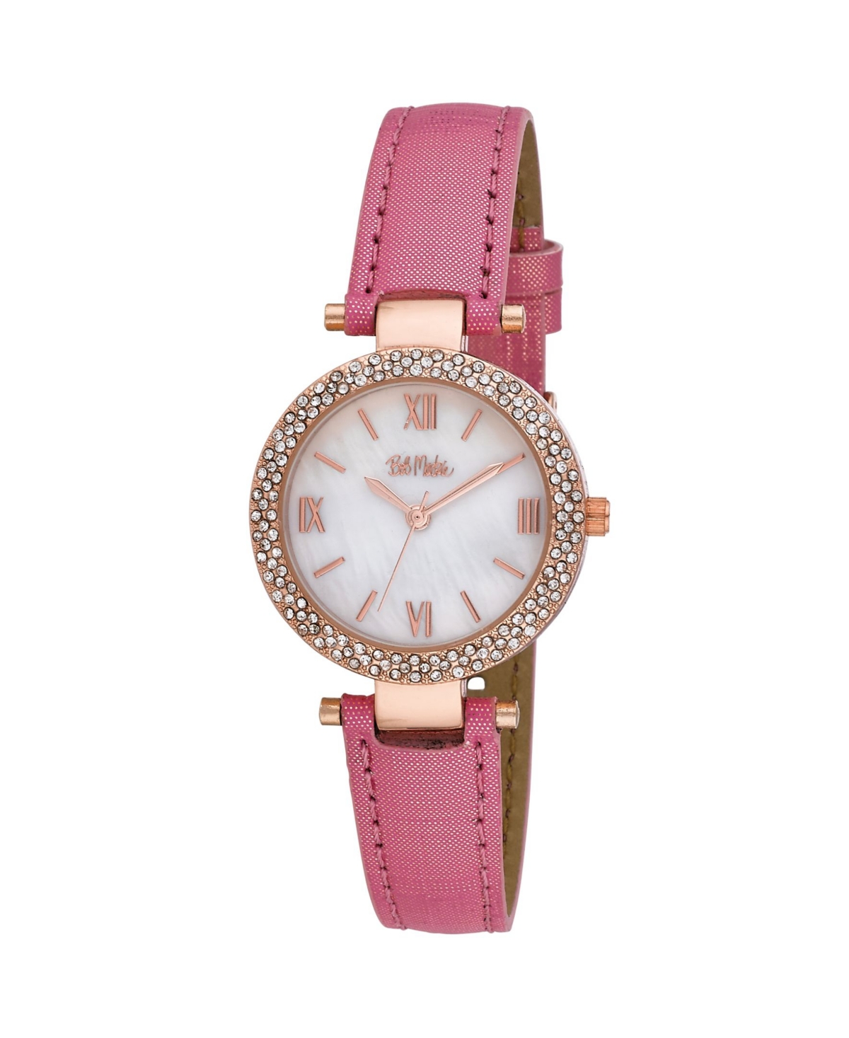 Women's Pink Polyurethane Strap Glitz Mop Dial Watch, 30mm - Pink
