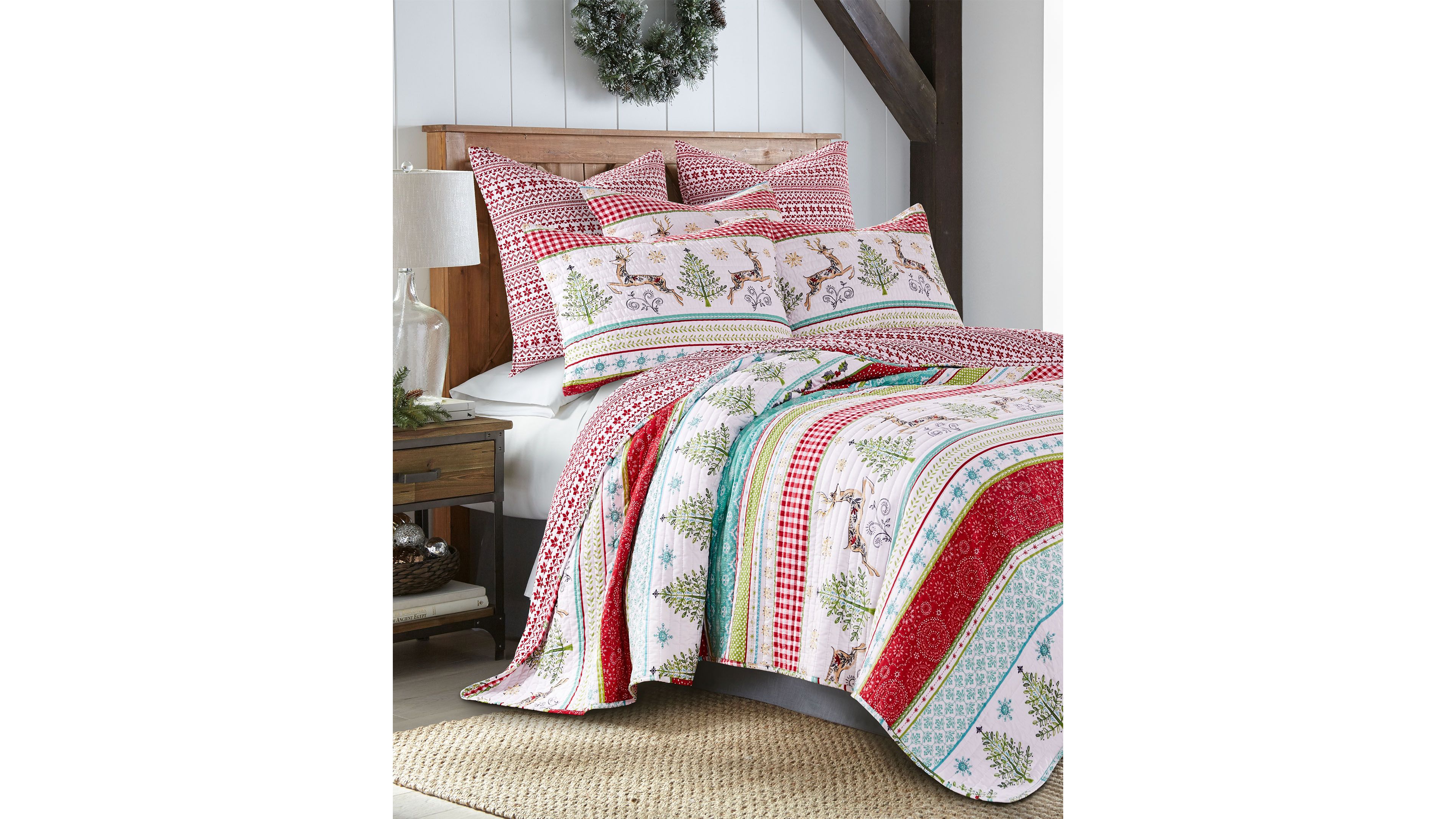 Levtex Comet & Cupid Folk Christmas Quilted Quilt, King