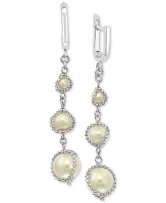 EFFY Collection - Cultured Freshwater Pearl (4mm-8-1/2mm) Drop Earrings in Sterling Silver
