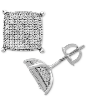image of Men-s Diamond Cushion Cluster Stud Earrings (1/4 ct. t.w.) in Sterling Silver
