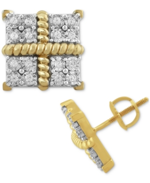 image of Men-s Diamond Square Clusters Stud Earrings (1/4 ct. t.w.) in 10k Gold-Plated Sterling Silver