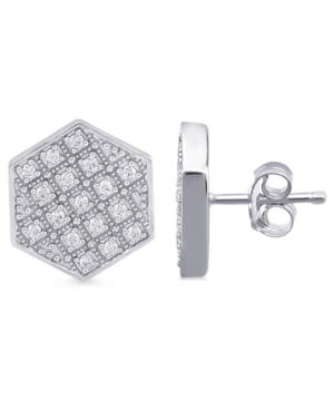 image of Men-s Diamond Hexagon Cluster Stud Earrings (1/2 ct. t.w.) in Sterling Silver