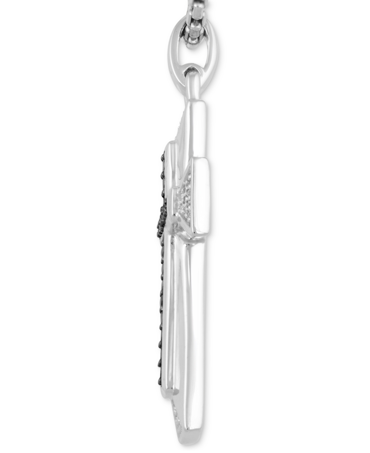Men's Black & White Diamond Cross Pendant Necklace (1/5 ct. t.w.) in Sterling- Silver