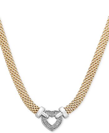 Macy's - Diamond Heart Necklace in 14k Gold Vermeil and Sterling Silver (1/8 ct. t.w.)