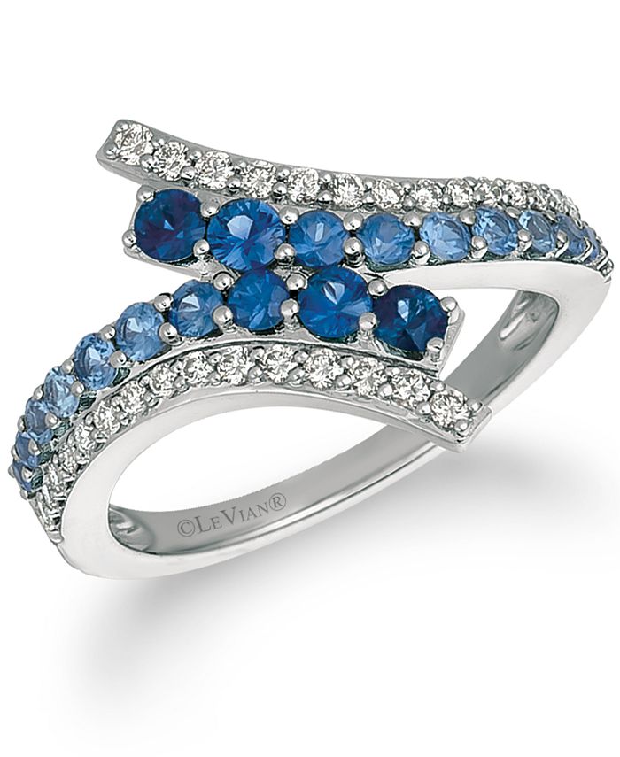 Le Vian Ombré Sapphire (3/4 ct. t.w.) & Vanilla Diamond (1/4 ct. t.w.) Bypass Ring in 14k White