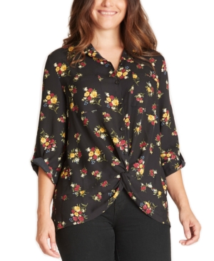 image of Bcx Juniors- Printed Twist-Front Blouse