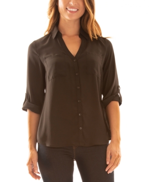 image of Bcx Juniors- Tab-Sleeve Button-Front Shirt