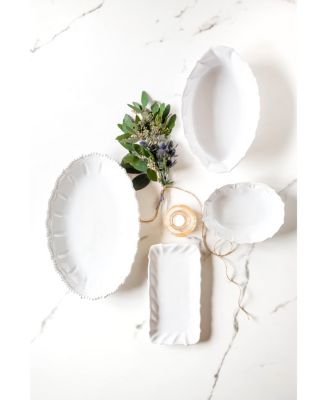 Incanto Stone White Ruffle Rectangular Tray