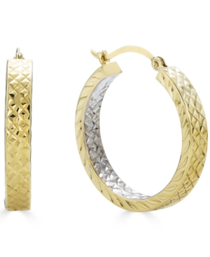 image of Small Two-Tone In & Out Hoop Earrings in 14k Gold & White Gold