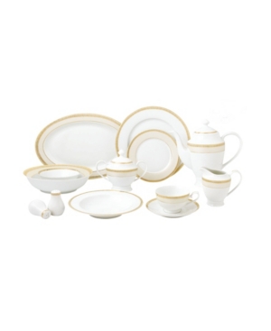 Shop Lorren Home Trends 57 Piece Mix And Match Bone China Dinnerware Set, Service For 8 In Gold-tone