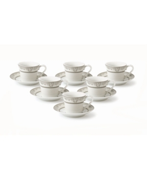 Shop Lorren Home Trends 12 Piece 2oz Espresso Cup And Saucer Set, Service For 6 In Silver-tone