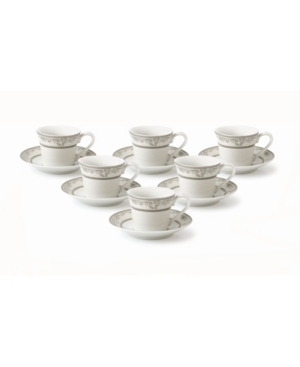 Lorren Home Trends 12 Piece 2oz Espresso Cup And Saucer Set, Service For 6 In Silver-tone