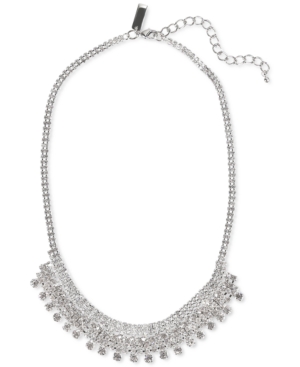 image of Inc Silver-Tone Crystal Shaky Frontal Necklace, 17