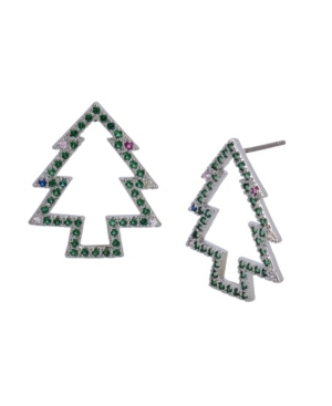 image of Betsey Johnson Cubic Zirconia Christmas Tree Stud Earrings