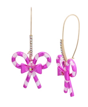 image of Betsey Johnson Festive Candy Cane Dangle Earrings