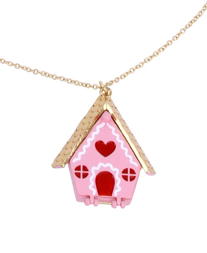 Betsey Johnson Gingerbread House Pendant Long Necklace, 32" + 3