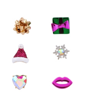 image of Betsey Johnson Festive Present Single Stud Earrings Set