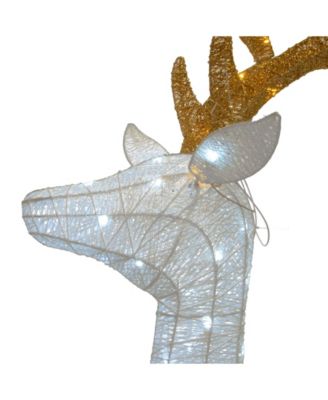 75" Pre-lit Crystal White Standing Buck