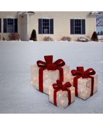 PreLit White Thread Gift Box Assortment