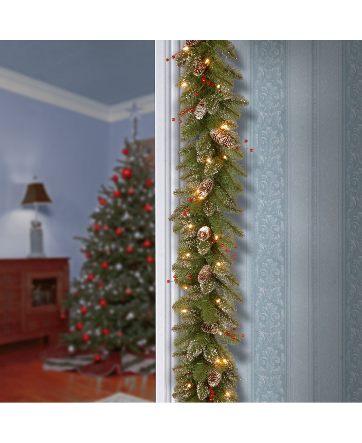 National Tree Company Glittery Mountain Spruce Garland with Clear Lights