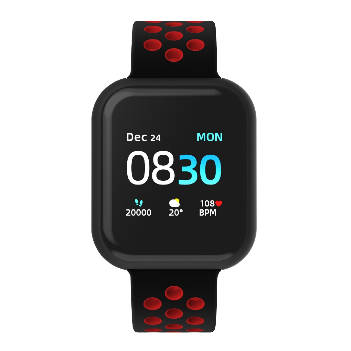 iTouch Air 3 Unisex Heart Rate Black and Red Strap Smart Watch 44mm