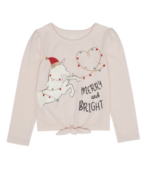 image of Epic Threads Toddler Girls Long Sleeve Unicorn Christmas Graphic Tee