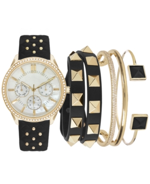 image of Jessica Carlyle Women-s Black Strap Watch 38mm Gift Set