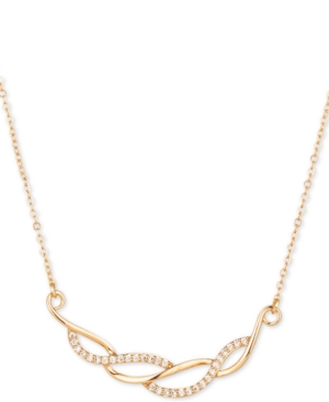 image of Charter Club Gold-Tone Pave Wave Frontal Necklace, 17