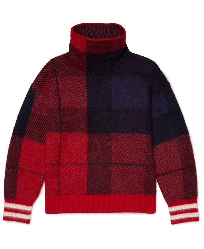 Tommy Hilfiger Women's Icon Check High-Neck Sweater with Wide Neck ...