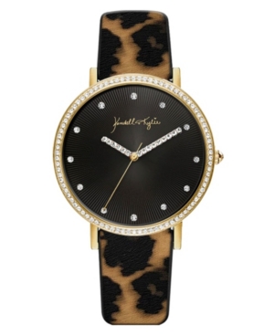 image of Women-s Kendall + Kylie Gold Tone with Watercolor Leopard Print Stainless Steel Strap Analog Watch 40mm