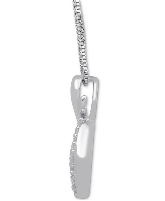 Enchanted Disney Fine Jewelry - Diamond Apple Pendant Necklace (1/10 ct. t.w.) in Sterling Silver, 17" + 2" extender