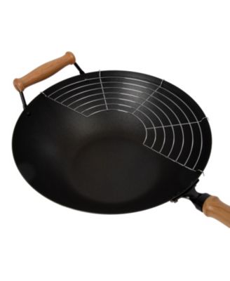 Professional Series 14" Carbon Steel Nonstick Wok Set with Lid and Maple Handles, 10 Pieces