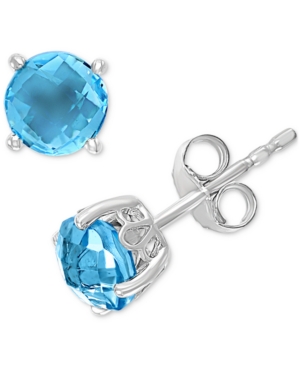 image of Effy Blue Topaz Stud Earrings (2-1/3 ct. t.w.) in 14k White Gold