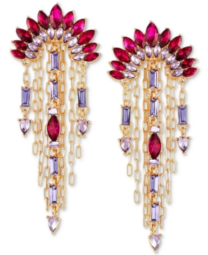 image of Guess Gold-Tone Multi-Stone Drop Earrings