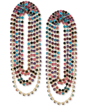 image of Guess Gold-Tone Multicolor Stone Drop Earrings