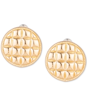 image of Charter Club Gold-Tone Check Circle Stud Earrings, Created for Macy-s