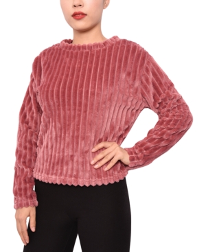 image of Planet Gold Juniors- Ribbed Faux-Fur Top