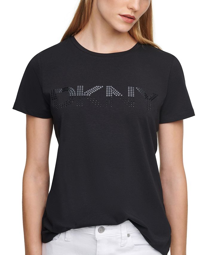 DKNY Embellished Logo T-Shirt & Reviews - Tops - Women - Macy's