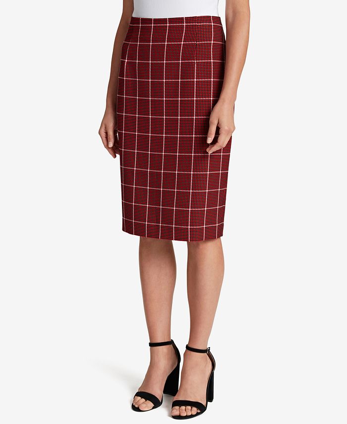 Tahari plaid pencil discount skirt