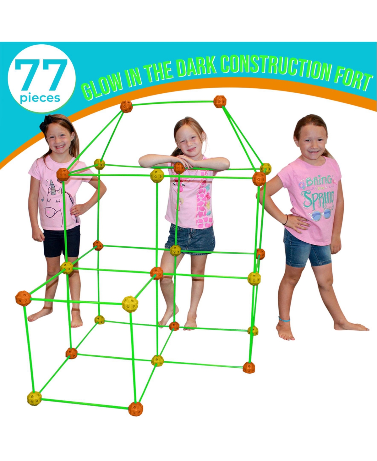 Funphix Babies' Fort Building Kit With Glow In The Dark Sticks, 77 Pieces In Multi