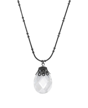 image of 2028 Women-s Black Tone Large Briolette Drop Necklace