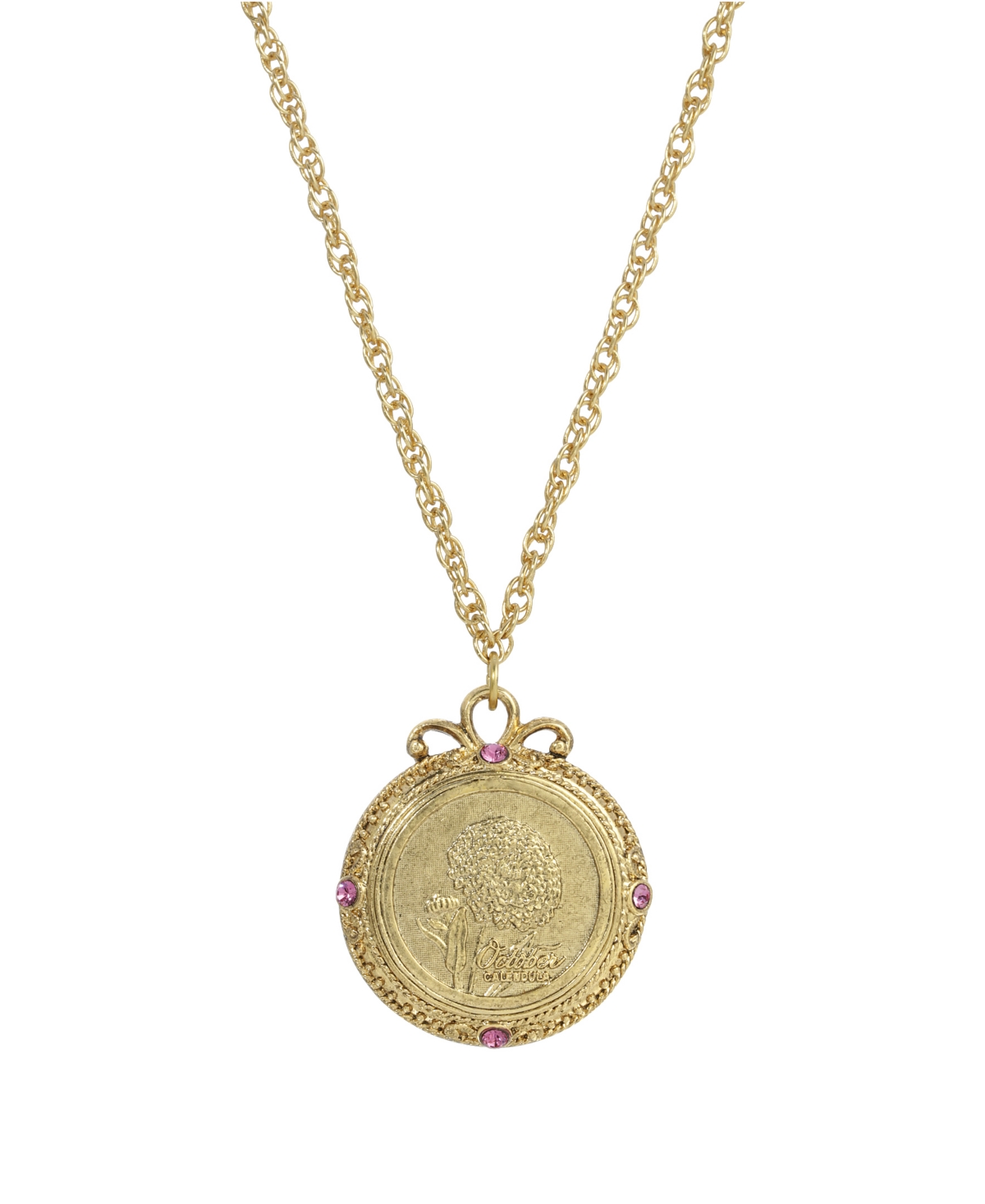 2028 Women's Gold Tone Flower Of The Month Narcissus Necklace In Pink