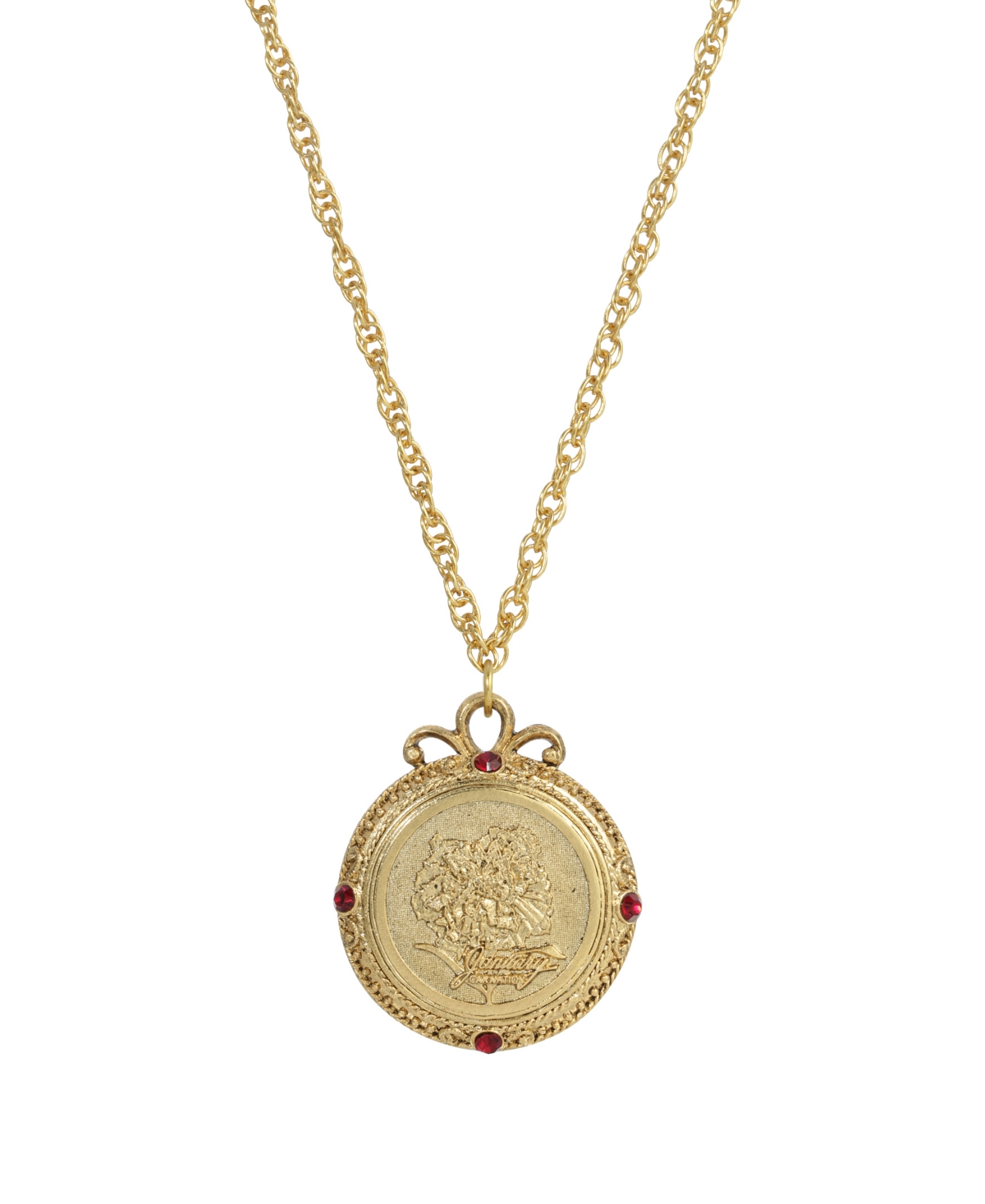 2028 Women's Gold Tone Flower Of The Month Narcissus Necklace In Red