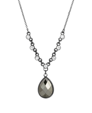 image of 2028 Women-s Black Tone Hematite Color Teardrop Pendant Necklace