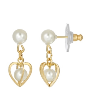 image of 2028 Women-s 14K Gold Dipped Pear Heart Drop Earrings